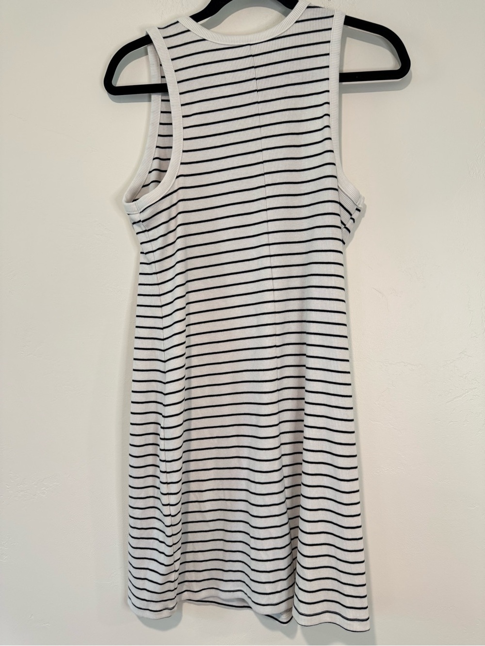 A New Day Ribbed Striped Tank Dress Medium Black White Sleeveless Stretch - Picture 3 of 7